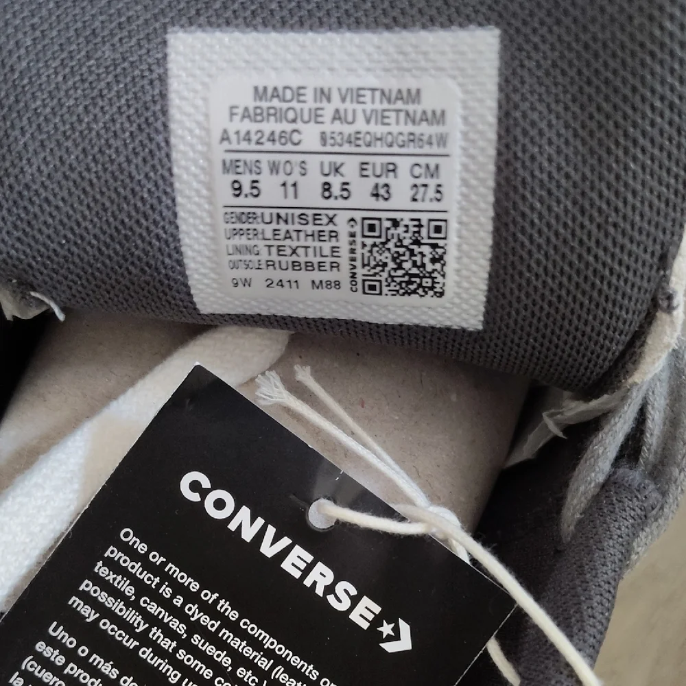 🆕Converse All Star Leather Suede Low Tops Gray/White Unisex Sz 11/Men9.5 NWT